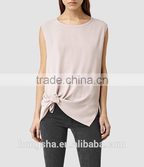 2016 Fashion Lightweight Knot Hemline Sleeveless Tank Top HST8036
