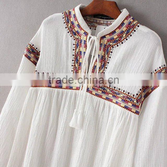 Summer Dress 2017 Women Casual Beach Short Dress Tassel Solid White Maxi Dress