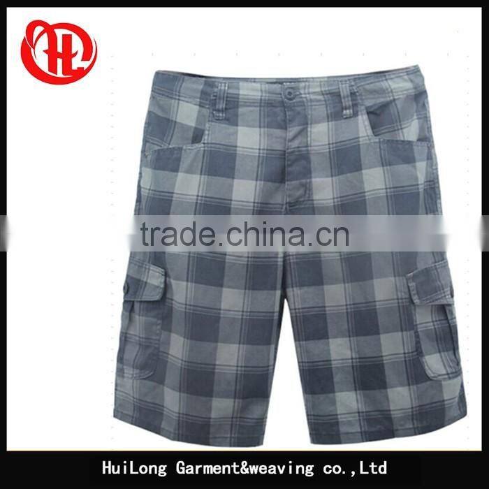 wholesale short pants plus size washed plaid men's shorts