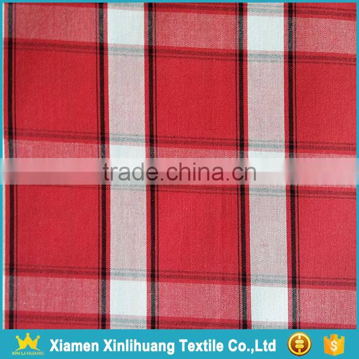 High Grade Woven 100 Cotton Yarn Dyed Red Plaid Fabric to Make Shirt
