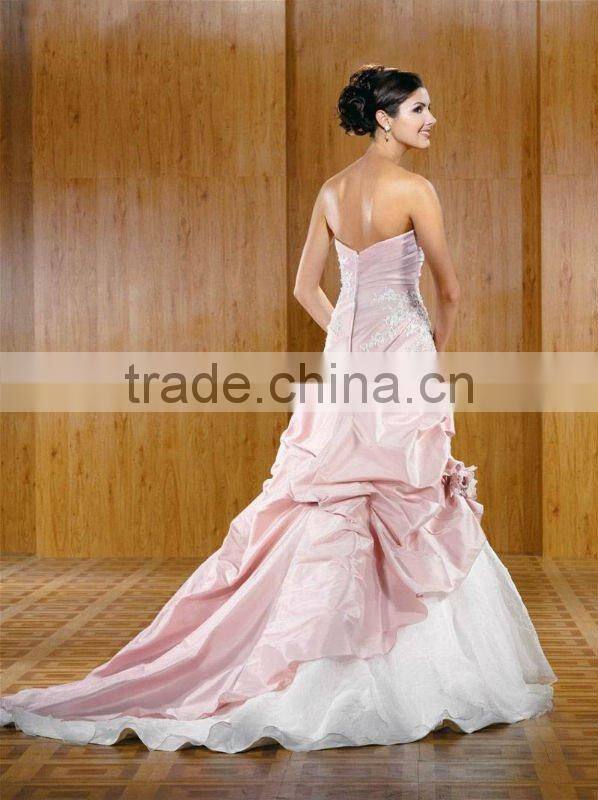white and pink flower lace bridesmaid dress