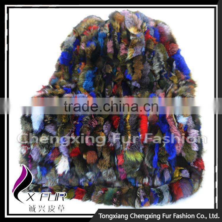 CX-D-124 Colorful Hand Patchwork Thick Genuine Fox Fur Rug Rugs