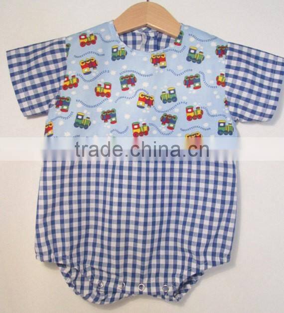 OEM service wholesale short sleeve printed plaid custom clothing romper pictures of types of korean toddler clothes