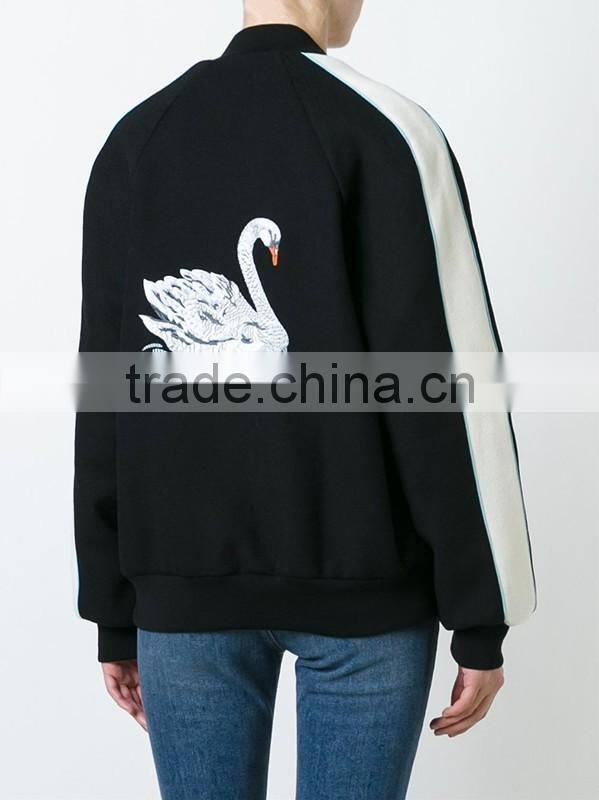 Cheap heavey fleece fabric black animal print jacket for womren