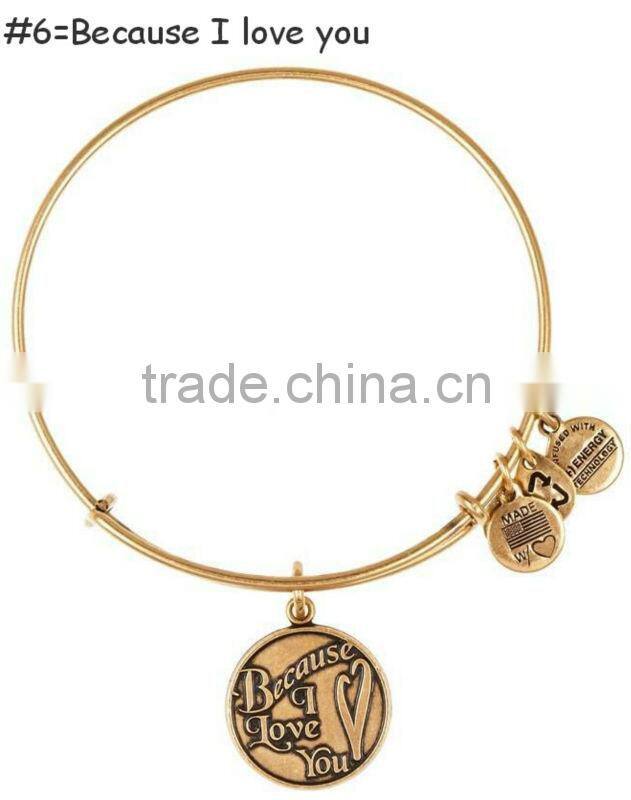 2014 hot design anchor charm wire bracelet bangle jewelry custom inspired word stamped wire bangle jewelry antique logo bangle
