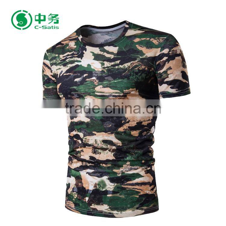New Style Summer 100% Cotton Short Sleeve Camouflage Printed T Shirt for Men