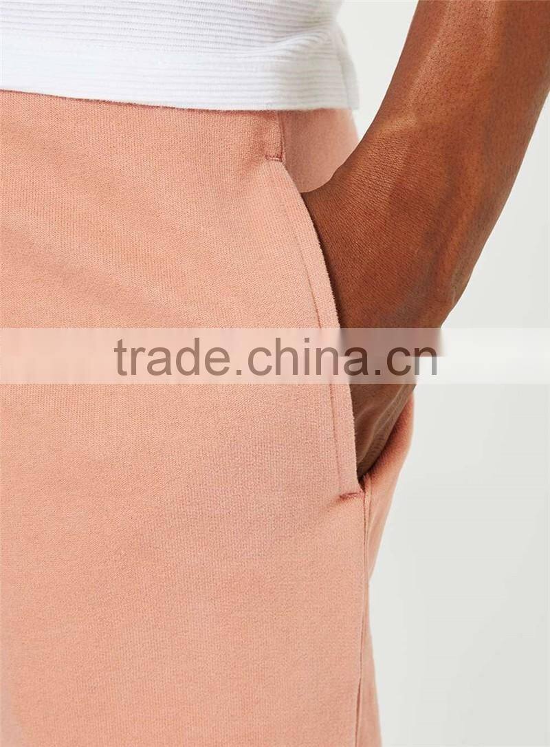 MGOO Foshan Manufacturer pink Ribbed Jersey Shorts Fashion Comfortable Draw String Raw Hem Knee Length Shorts