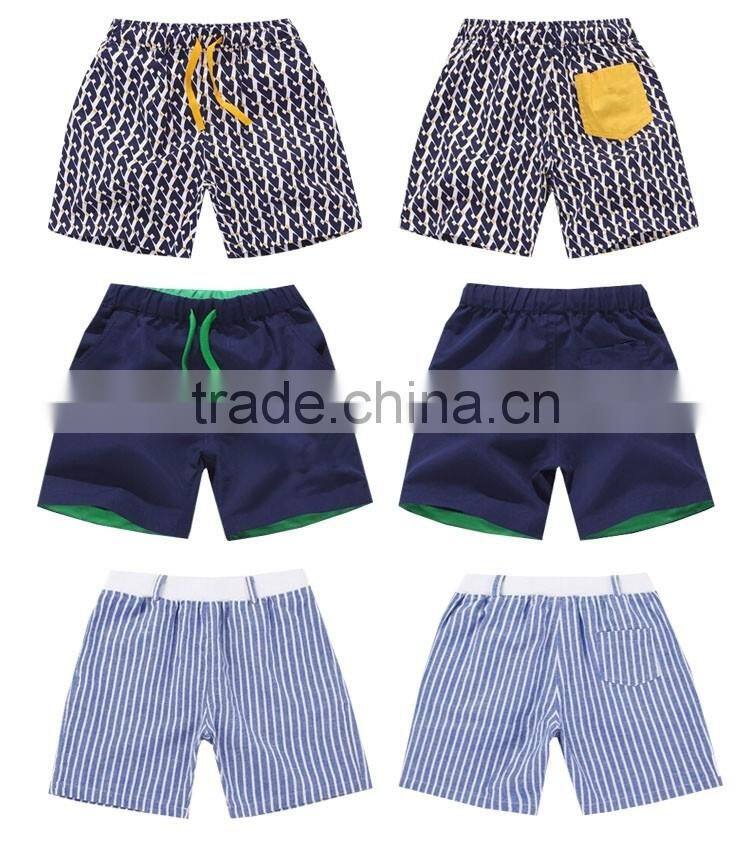 Navy Blue Drawstring Contrast Inner Band Board Shorts for Men