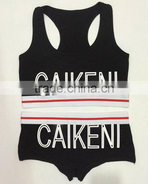 Custom Your Own Brand Logo Design Elastic Band Bra Bikini Lady Briefs Women 95%Cotton 5%Spandex Bralette Sport Crop Tank Top