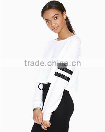 New china supplier for 100%cotton slim cropped women's fit custom matching stripe baseball jersry hoodies