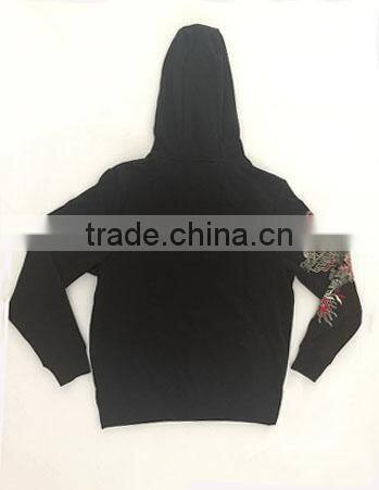 Men's fleece black embroidey pullover hoodie