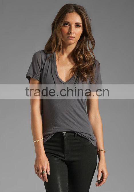 100% cotton double layered v neck dry fit sport t-shirt