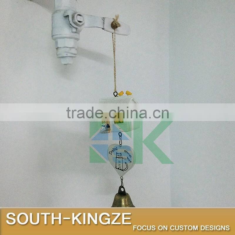 White Wood House Cat Plate Brass Stainless Ringing Bell