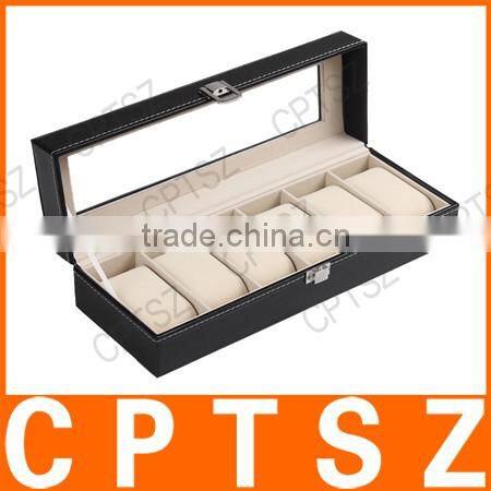Beautifully six windows standard edition leather watch display box storage box watch box watch