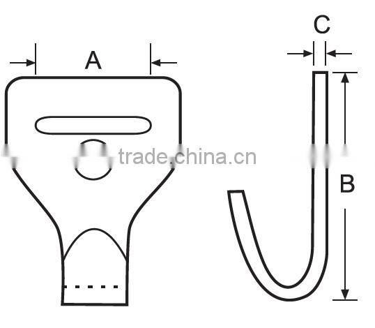 flat metal hook for 25mm cargo lashing belt(polyester webbing)