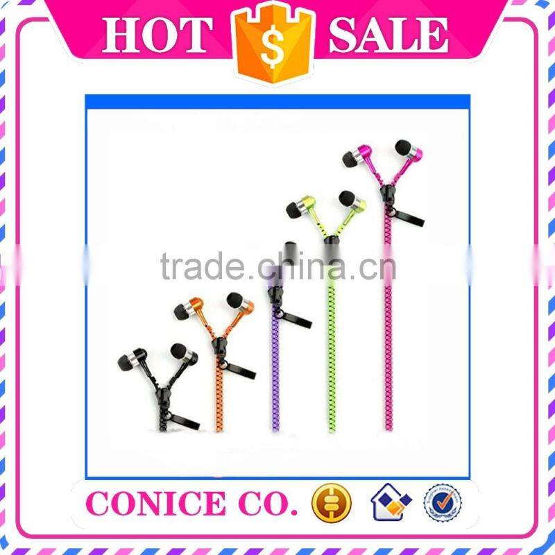 Cheap Noise Cancelling Function Metal Plug Zipper In-Ear Earphone With Mic