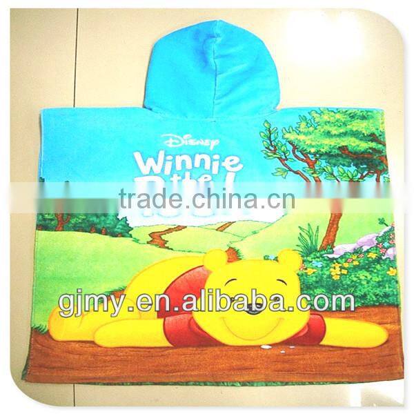 100% cotton hooded towel kids ponchos