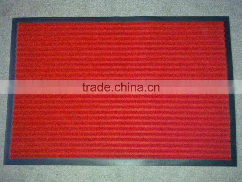 Polyester double stripes PVC door mat