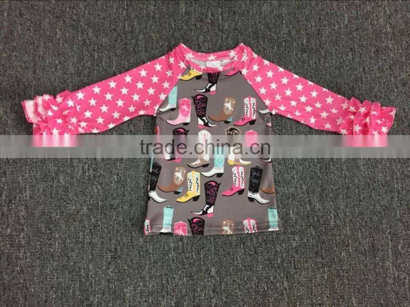 New arrival 2017 spring summer children frock boutique ruffle chick baby shirts hot sale kid clothing easter shirt