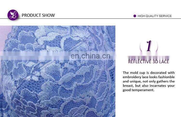 High Quality Fashion Fat Women Blue Brassiere