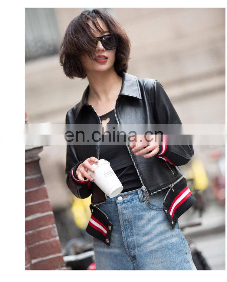 Spring Slim Fit Fashion Women Jacket Lamb Leather Jacket