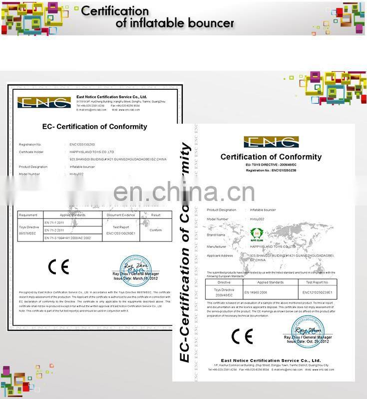 Hola red and yellow colorful PVC tarpaulin inflatable bounce house for sale