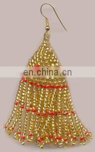 Latest Pearls beads silken and glitter cord Handmade Earrings