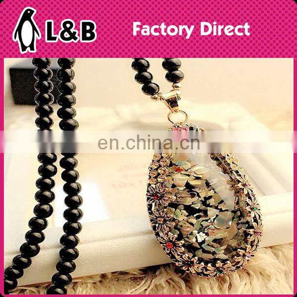 2016 fashion handmade round square triangle fancy cheapest pendant handmade chunky bead necklace