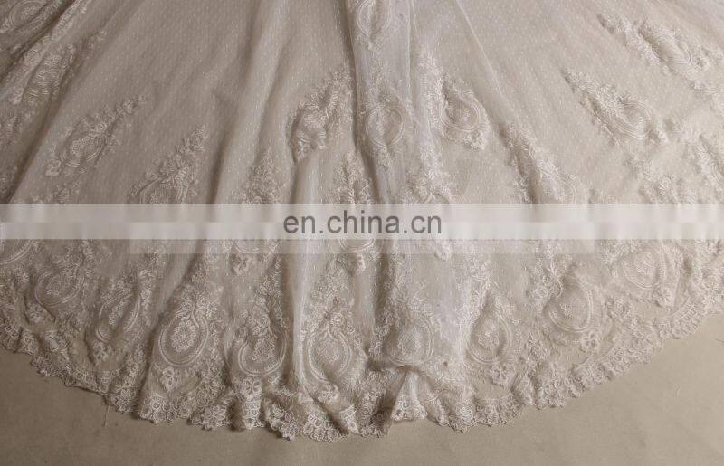 Honorable mermaid scoop neck 3/4 sleeve lace long train wedding dress