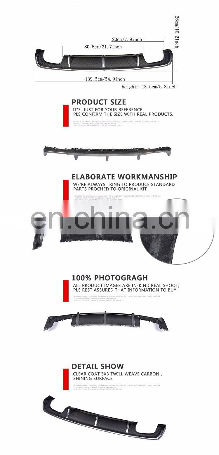 Car Carbon Fiber Rear Bumper Lip for Audi A3 8V TDI Komfort Sedan 4-Door