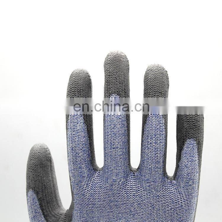 HY 13G Safety Gloves Cut 5 Feature Abrasion Resistance Gloves Use For Steel Framing Ground Handling Pins With PU 4543