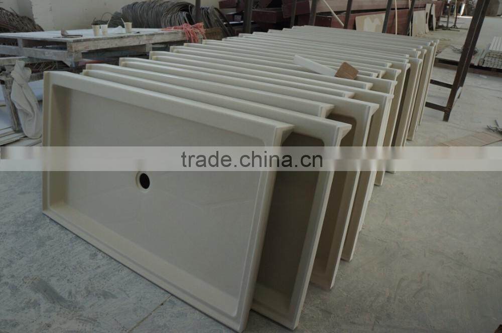 Hotel Bathroom Cultured Marble Shower Base, Shower Tray, Shower Pan