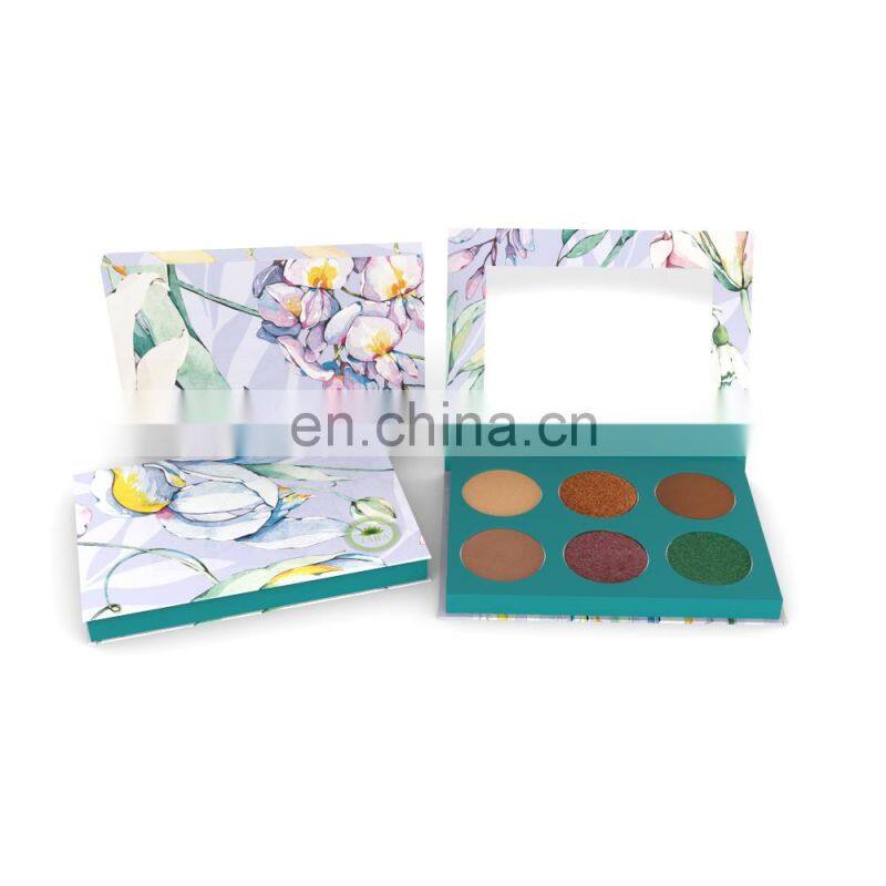 2021 No Brand Empty 6 Hole Eyeshadow Palette Low Moq Empty Magnetic Cardboard Makeup Pan Packaging Custom Logo