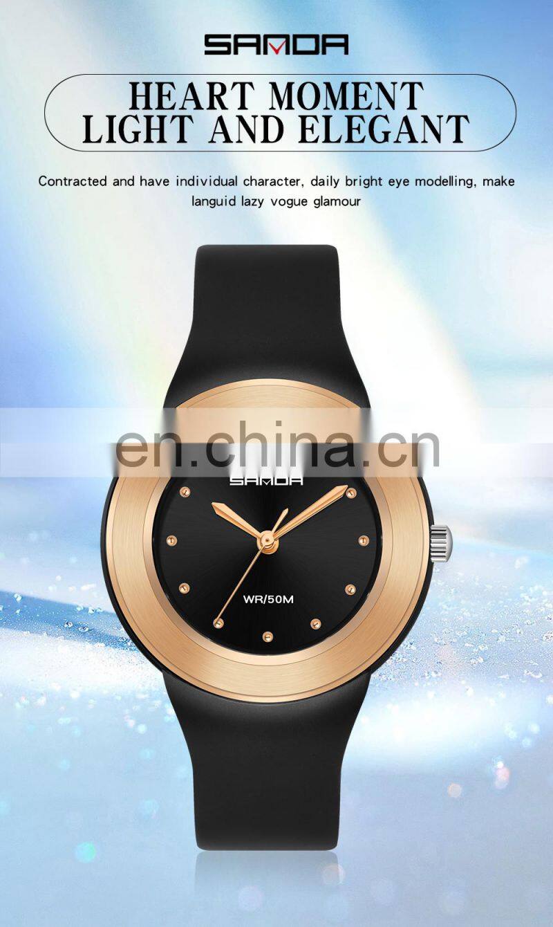 SANDA 3119 New Fashion Quartz Watch Women's Watches White Rose Gold Waterproof Women Casual Wristwatch