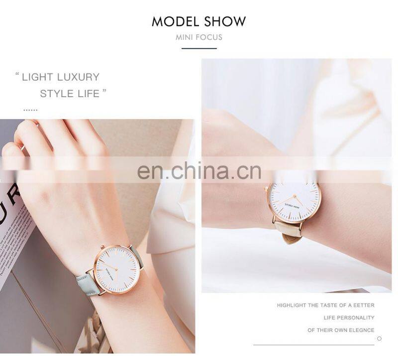MINI FOCUS 0318L Women Quartz Watches Waterproof Girls Dress Brand Luxury Fashion Casual Ladies Watch Leather Strap Wristwatches