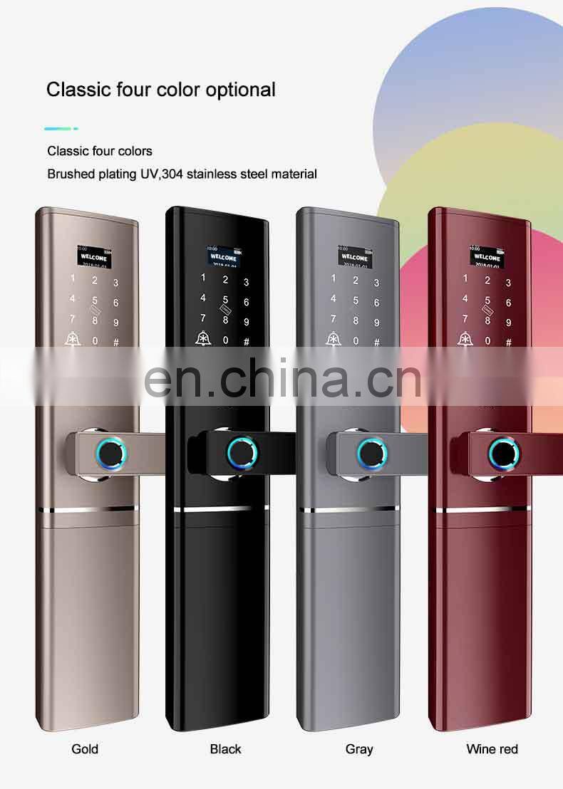 High Security Fingerprint Keypad Smart Door Lock unlock with Code, Card, Fingerprint ,handle and key