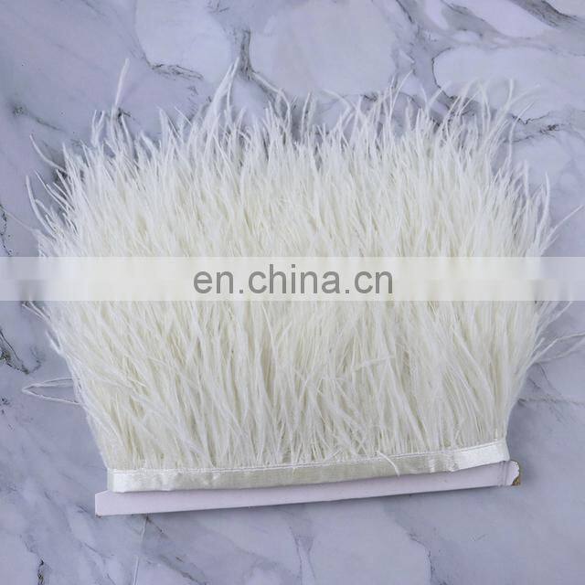 1 meter Multicolor Real Ostrich feather Trims Ribbon 8-10cm White Ostrich for Dress Clothing Decoration Sewing feathers Crafts
