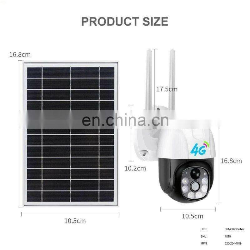 360 Wireless Surveillance PTZ IP Camera Solar Powered CCTV Security Cameras 4G Outdoor Solar Power Wifi Battery Camera V380