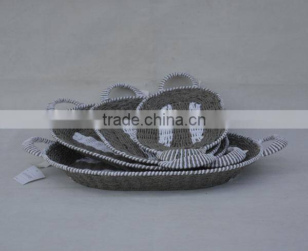 set of 4 cheap handwoven paper rope baskets