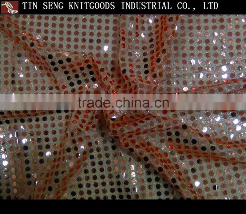 American knit with 6mm spangle polka dot mesh fabric