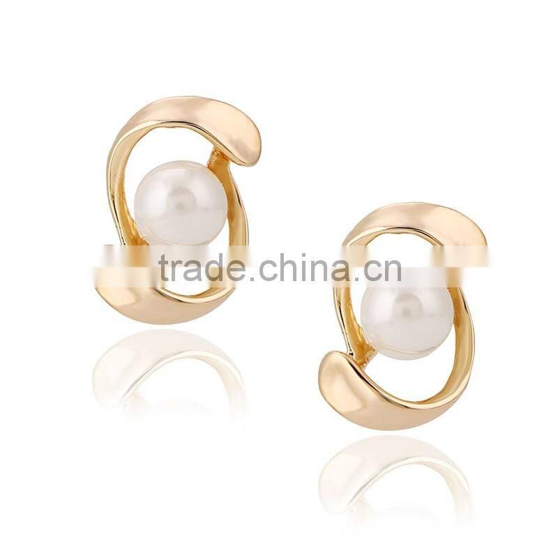 Korea Style Designs Pictures Gold Jewelry Ladies Pearl Stud Earrings