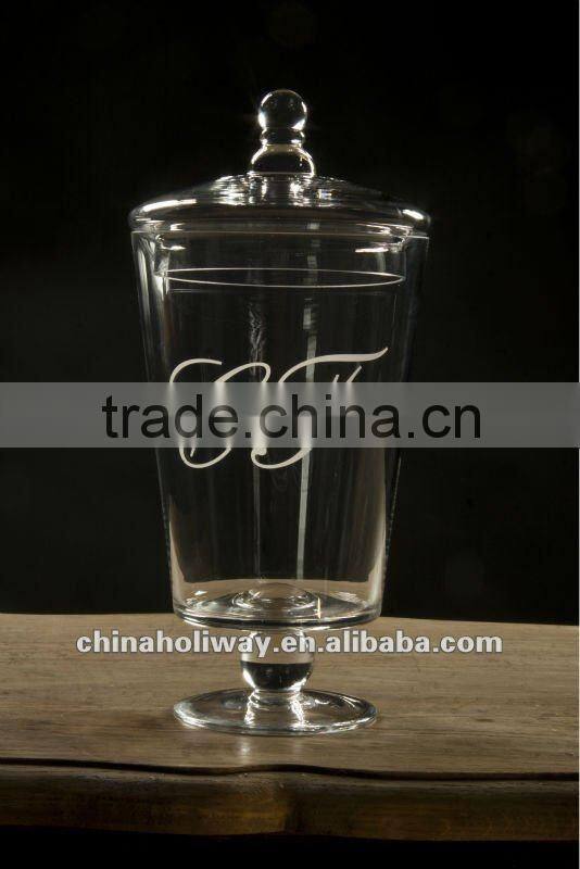 Clear Pedestal Glass Candy Jar, Glass Biscuit Bottle