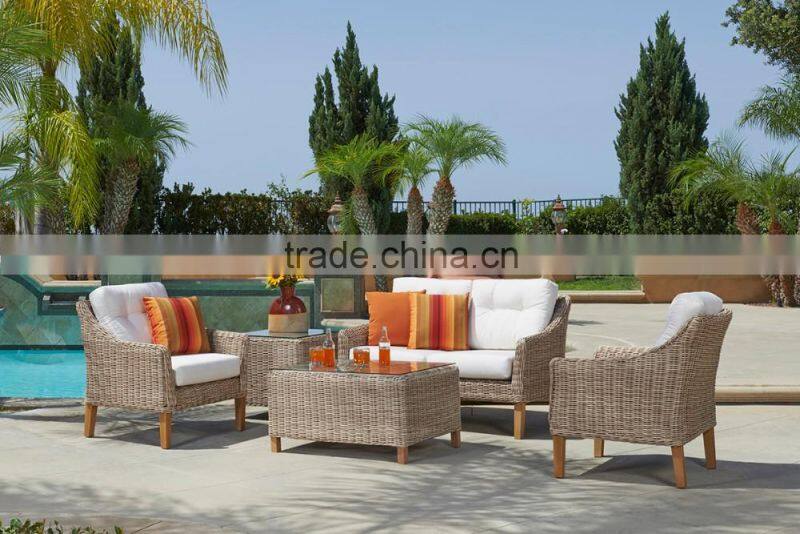 Outdoor rattan furniture PE patio wicker chaise sofa set