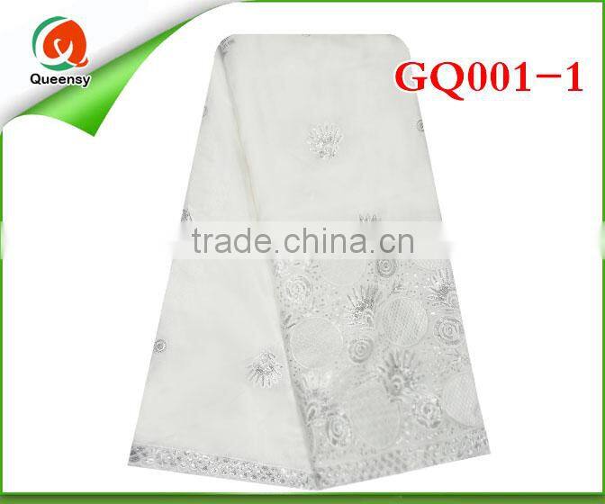 GQ005-3Latest design raw silk embroidery African Georgegeorge fabric