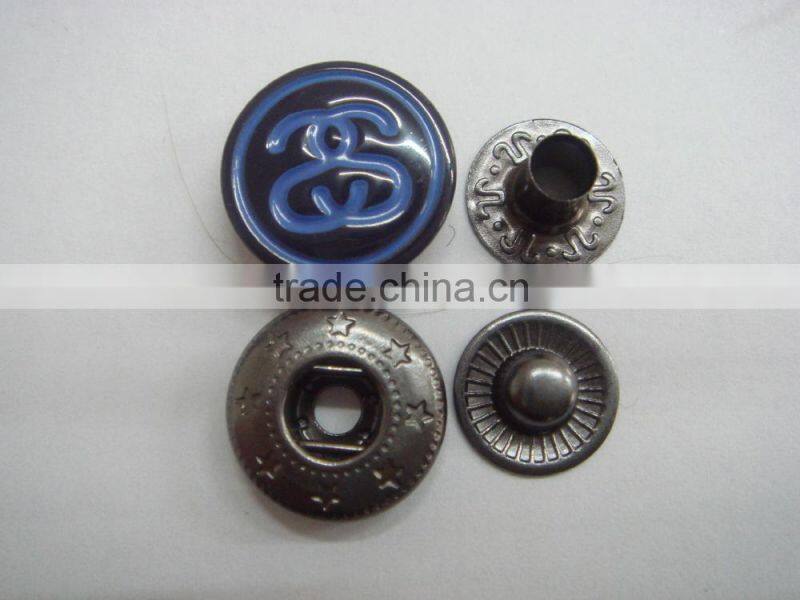 15mm painted blue recordable push snap button