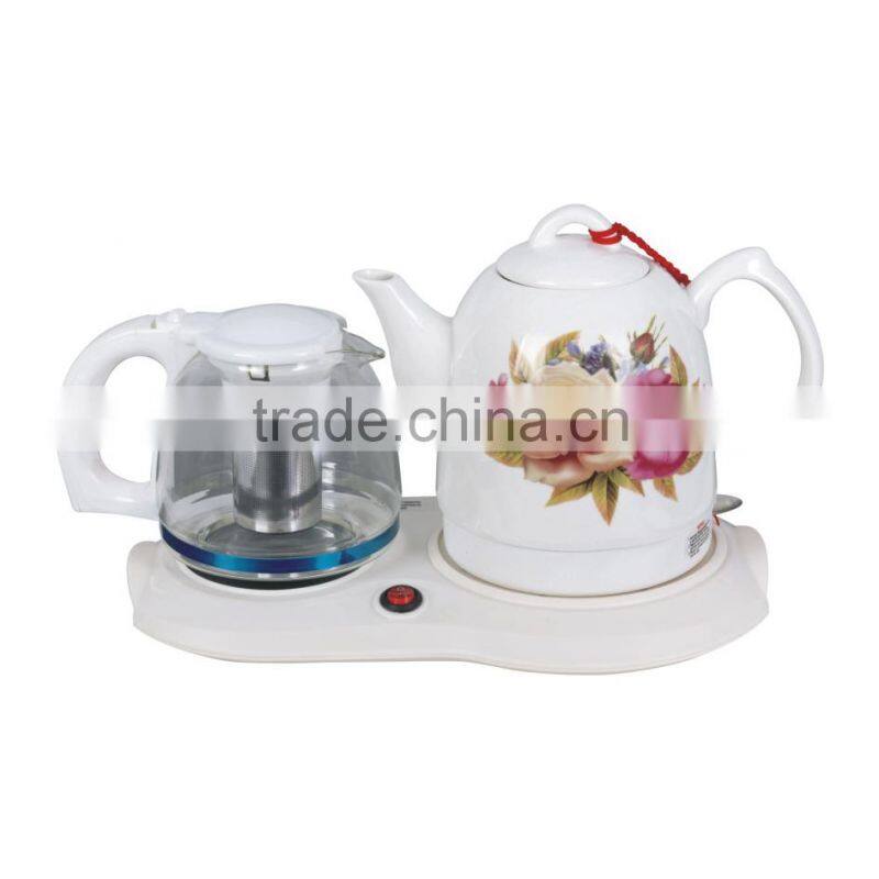 ceramic and glass material OEM hotel electric kettle set
