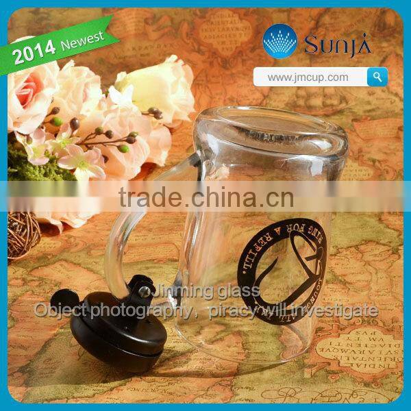 SH440 Promotional drink beer glass cup mug with bell machine made bell beer glass mug stein bell drinking glass mug cup glasses