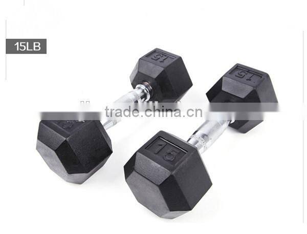high quality PU Encased Solid Hex Dumbbell