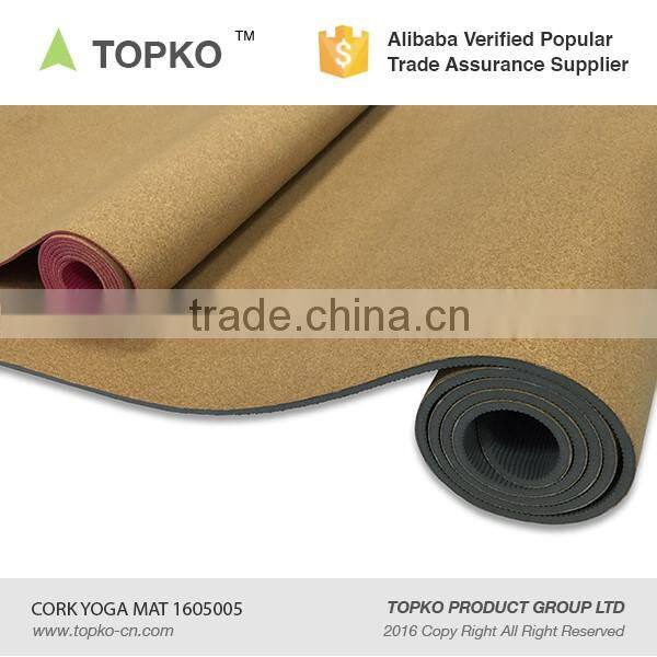 TOPKO no smell natural cork yoga mat Cork surface TPE yoga mat