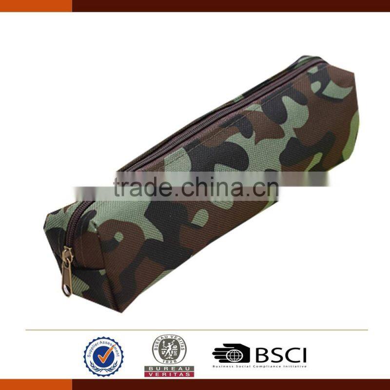 Wholesale Round 600D camouflage pencil case for kids